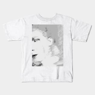 Portrait, digital collage and special processing. Face glimpse.Very beautiful guy. Very soft. Grayscale. Kids T-Shirt